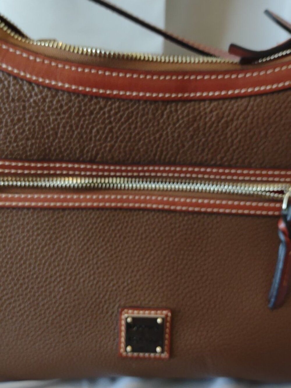 Dooney & Bourke DB Presley Pebbled Leather Crossbody Bag Bark Brown VGUC